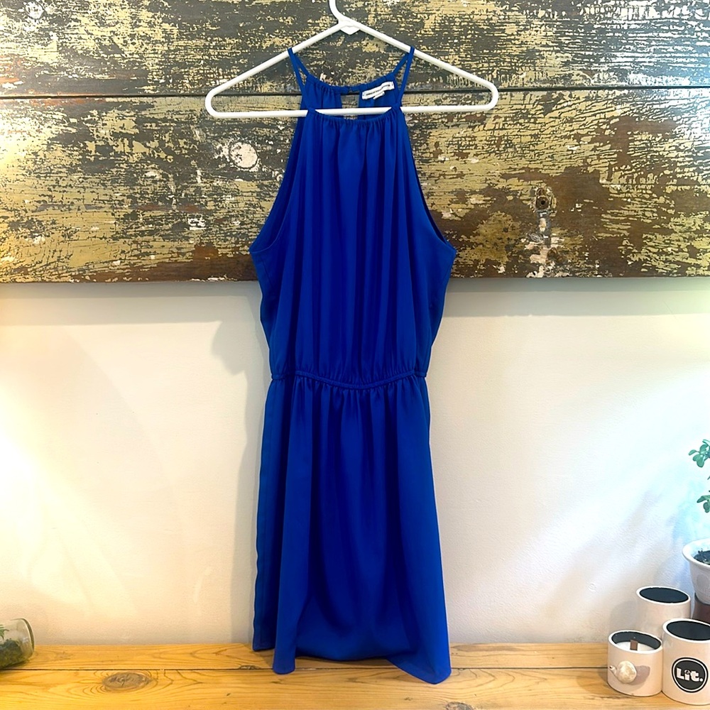American Eagle Blue Halter mini Dress sz M